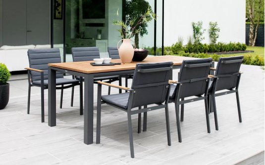 4-6 osobowy komplet obiadowy CONCEPT Life Teak aluminiowy grafitowy 4-6 osobowy komplet obiadowy CONCEPT Life Teak aluminiowy grafitowy