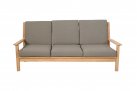 Sofa 3-osobowa z drewna teak z bezowymi poduszkami LOUNG