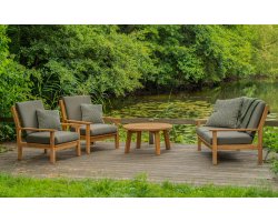 Komplet wypoczynkowy tekowy z poduszkami Olefin LOUNG