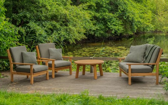 Komplet wypoczynkowy tekowy z poduszkami Olefin LOUNG