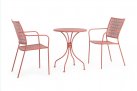 Różowe krzeslo metalowe sztaplowane bistro ogródek ETIENNE Bizzotto