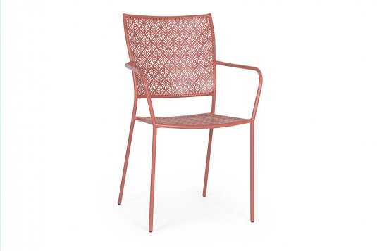 Różowe krzeslo metalowe sztaplowane bistro ogródek ETIENNE Bizzotto