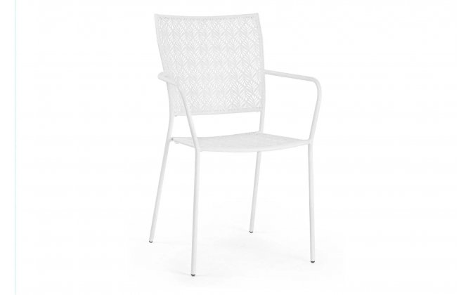 Białe krzeslo metalowe sztaplowane bistro ogródek ETIENNE Bizzotto