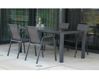 Stół 180x90 aluminoiwy grafit z brązowym blatem ceramicznym MONTE NEGRO