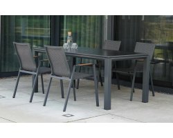 Stół 180x90 aluminoiwy grafit z brązowym blatem ceramicznym MONTE NEGRO