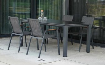 Stół 180x90 aluminoiwy grafit z brązowym blatem ceramicznym MONTE NEGRO