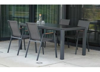 Stół 180x90 aluminoiwy grafit z brązowym blatem ceramicznym MONTE NEGRO