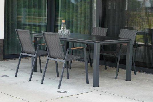 Stół 180x90 aluminoiwy grafit z brązowym blatem ceramicznym MONTE NEGRO