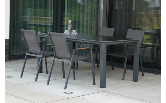 Stół 180x90 aluminoiwy grafit z brązowym blatem ceramicznym MONTE NEGRO Stół 180x90 aluminoiwy grafit z brązowym blatem ceramicznym MONTE NEGRO