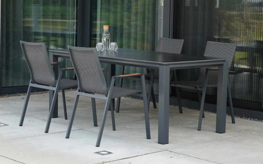 Stół 180x90 aluminoiwy grafit z brązowym blatem ceramicznym MONTE NEGRO