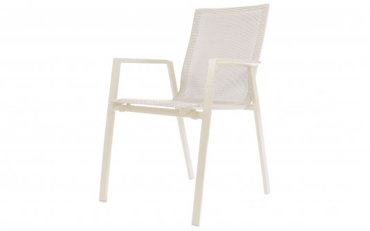 Jasnobeżowe aluminiowe krzesło ogrodowe stołowe grafitowe sztaplowane TARRAGONA