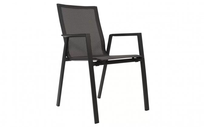 Aluminiowe krzesło ogrodowe stołowe grafitowe sztaplowane TARRAGONA