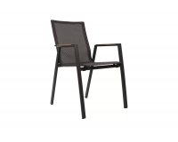Aluminiowe krzesło ogrodowe stołowe grafitowe sztaplowane TARRAGONA Teak