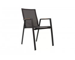Aluminiowe krzesło ogrodowe stołowe grafitowe sztaplowane TARRAGONA Teak