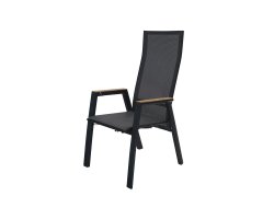 Wysokie pochylane krzesło stołowe ogrodowe aluminium antracyt AMIR pochylane oparcie