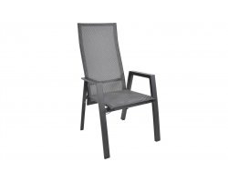 Wysokie pochylane krzesło stołowe ogrodowe aluminium antracyt AMIR pochylane oparcie