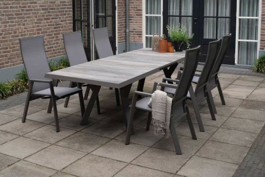 Komplet stołowy rozsuwany blat 185-245 aluminiowy szary AMIR