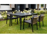 Komplet stołowy na taras ciemnoszary aluminium RIMINI 4 krzesła