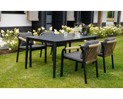 Komplet stołowy na taras ciemnoszary aluminium RIMINI 4 krzesła