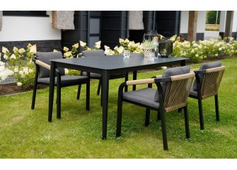 Komplet stołowy na taras ciemnoszary aluminium RIMINI 4 krzesła