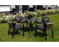 Komplet stołowy ogrodowy ⌀90 cm i 4 fotele Rimini
