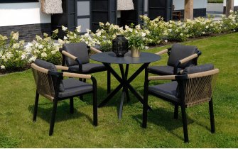 Komplet stołowy ogrodowy ⌀90 cm i 4 fotele Rimini