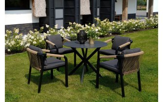 Komplet stołowy ogrodowy ⌀90 cm i 4 fotele Rimini