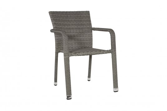 Sztaplowane krzesło ogrodowe technorattan szarobrązowe podłokietniki SOL