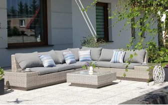 Jasnoszary narożnik na taras z technorattanu CONVERE