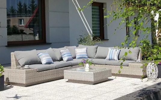 Jasnoszary narożnik na taras z technorattanu CONVERE