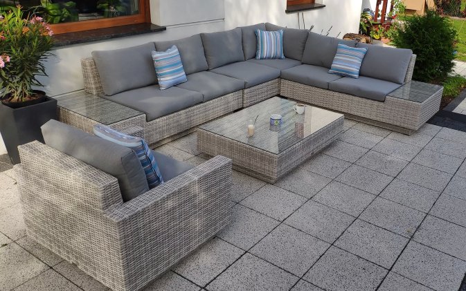 Jasnoszary narożnik na taras z technorattanu CONVERE