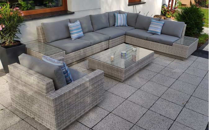 Jasnoszary narożnik na taras z technorattanu CONVERE