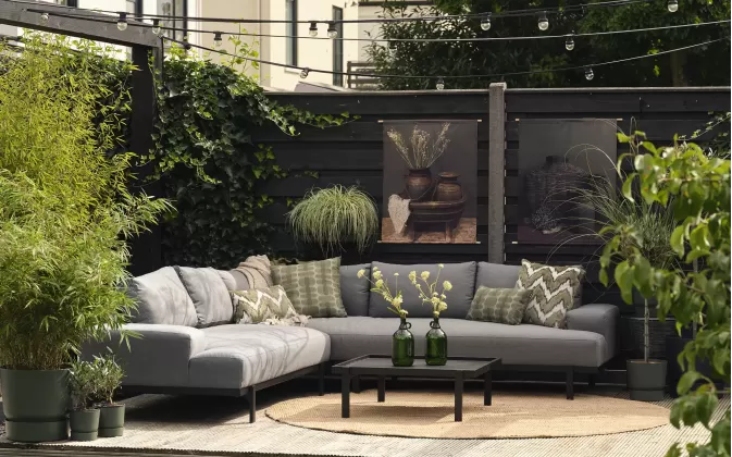 Narożnik na taras LUCAS obicie Sunbrella SZARE Hartman