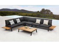 Graitowy nowoczesny platfromowy narożnik aluminowo-teakowy PUNTO Higold