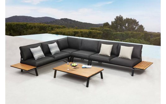 Graitowy nowoczesny platfromowy narożnik aluminowo-teakowy PUNTO Higold Graitowy nowoczesny platfromowy narożnik aluminowo-teakowy PUNTO Higold