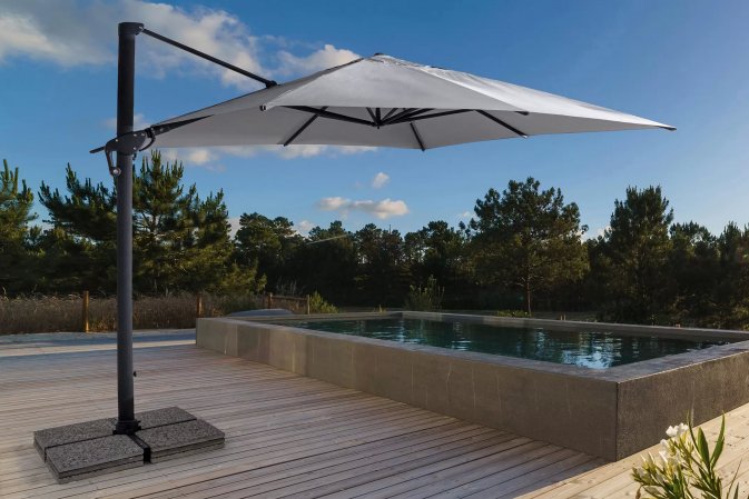 Parasol obrotowy aluminiowy antracyt poszycie jasnoszare INES 2x3