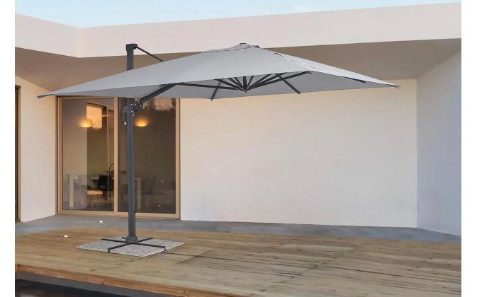 Parasol obrotowy aluminiowy antracyt poszycie jasnoszare INES 3x3 