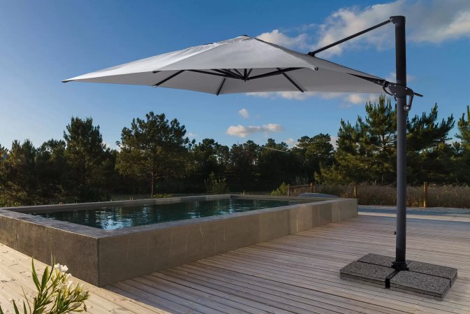 Parasol obrotowy aluminiowy antracyt poszycie jasnoszare INES 3x4