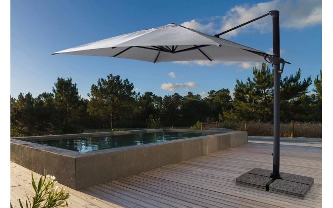 Parasol obrotowy aluminiowy antracyt poszycie jasnoszare INES 3x4 