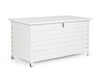 Biała akrzynia ogrodowa na kółkach aluminiowa ATLANTIC 141x73x73 cm Bizzotto