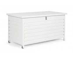 Biała akrzynia ogrodowa na kółkach aluminiowa ATLANTIC 141x73x73 cm Bizzotto