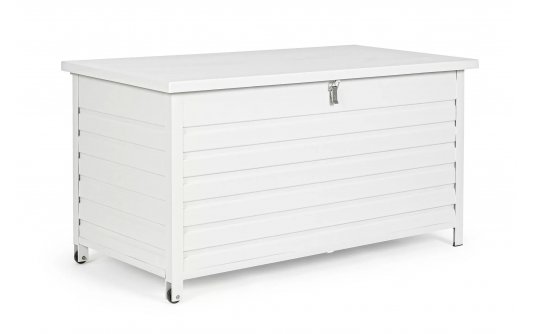 Biała akrzynia ogrodowa na kółkach aluminiowa ATLANTIC 141x73x73 cm Bizzotto