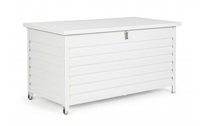 Biała akrzynia ogrodowa na kółkach aluminiowa ATLANTIC 141x73x73 cm Bizzotto