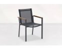 Grafitowe sztaplowane krzesło ogrodowe aluminiowe PRIMAVERA Teak  Life