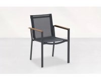 Grafitowe sztaplowane krzesło ogrodowe aluminiowe PRIMAVERA Teak  Life