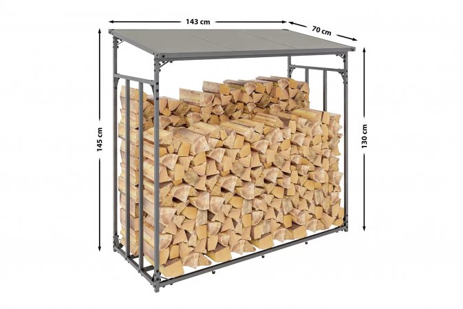 Wiata zadaszenie na drewno kominkowe aluminiowa grafitowa RUST S