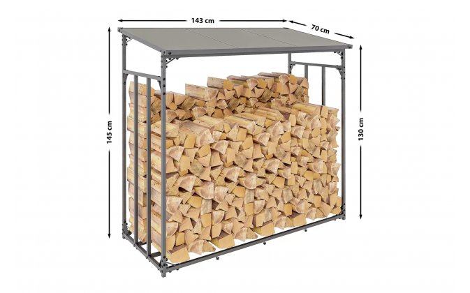 Wiata zadaszenie na drewno kominkowe aluminiowa grafitowa RUST S