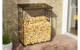 Wiata zadaszenie na drewno kominkowe aluminiowa grafitowa RUST M