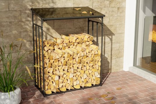 Wiata zadaszenie na drewno kominkowe aluminiowa grafitowa RUST M