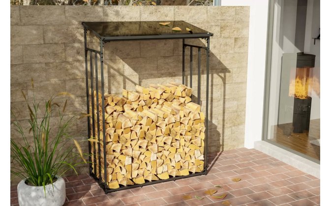 Wiata zadaszenie na drewno kominkowe aluminiowa grafitowa RUST L